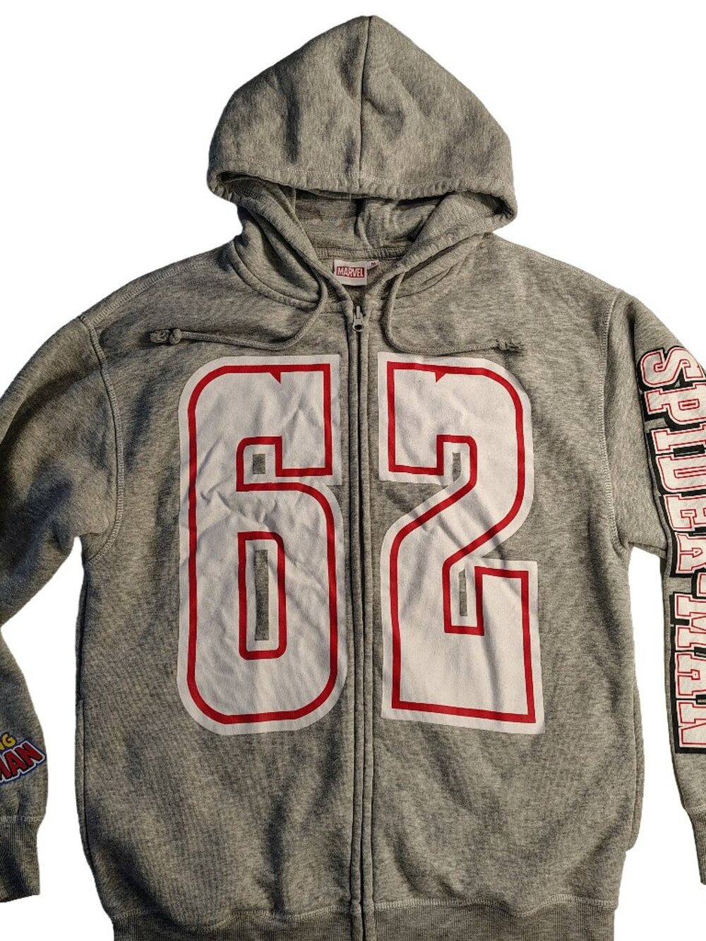 Men's Medium Gray Marvel Spider-Man Logo Themed Oversized Heavyweight Hoodie